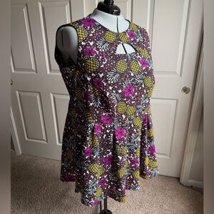 BONGO Pink/Purple Yellow A-line Mini Dress Size 3x